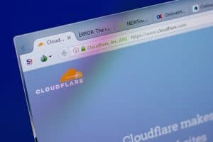 Homepage of CloudFlare website on the display of PC, url - CloudFlare.com-min
