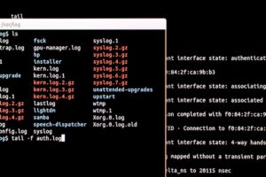 Analysis of authentication log files in an operating system. Ssh connection through a terminal to test intrusion in an operating system. Two terminal sessions open for comparison-